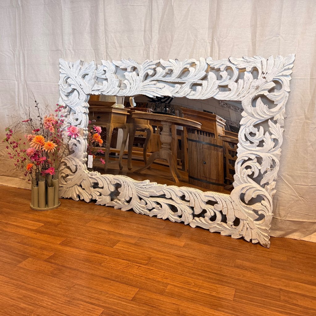 barok spiegel - white wash - 150 x 100 cm-  Gratis bezorgd, TTM Wonen, Meubels – (Perzische) Tapijten en Woonaccessoires, Taag 63, 2491 CS, Den Haag (Forepark)