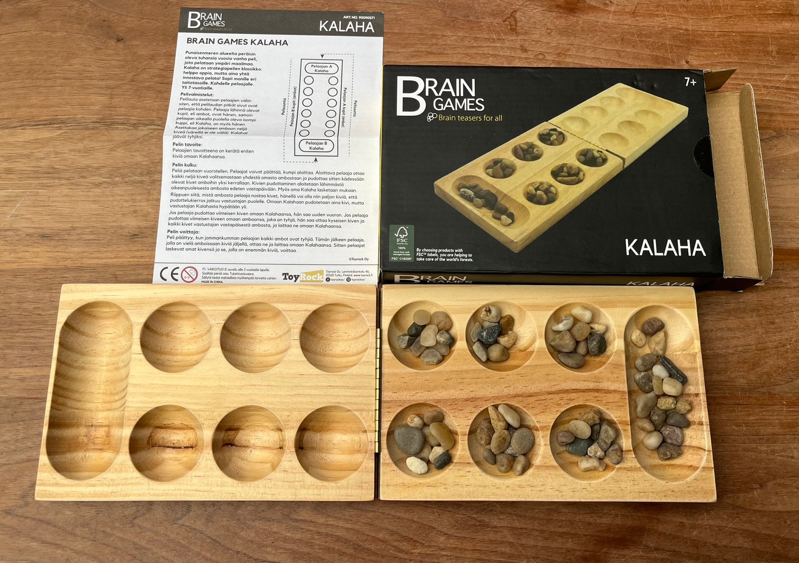 Kalaha houten strategiespel Brain Games compleet met 72 sten, Een of twee spelers, Ophalen of Verzenden, Nieuw