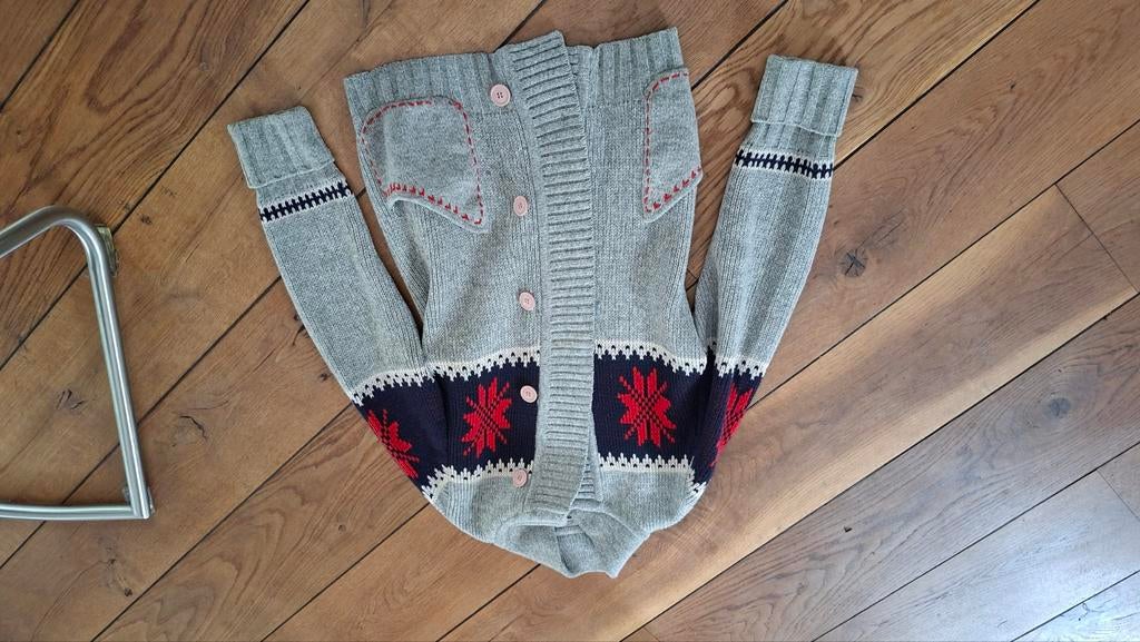 Fairtrade wollen vest met Noorse print, Kleding | Dames, Maat 38/40 (M), Ophalen of Verzenden, Grijs, Onbekend
