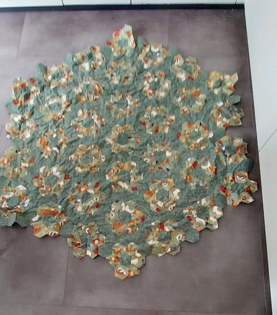 Onafgemaakte quilt met groen en kippen., Ophalen of Verzenden, Borduurpakket