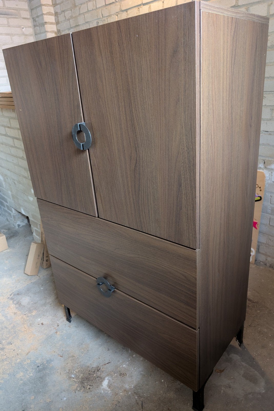 Bruine kast met lades en deuren. Vintage IKEA., Ophalen, Gebruikt