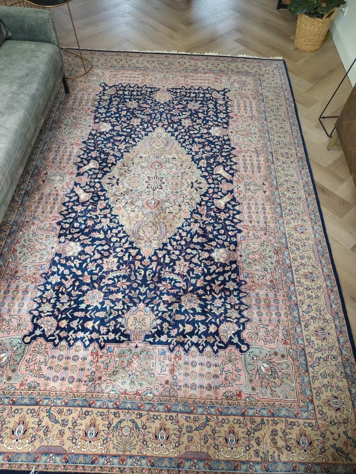 Prachtig Afghaans Vloerkleed van Zuiver Scheerwol (250x350), Ophalen, Gebruikt, Blauw, Klassiek