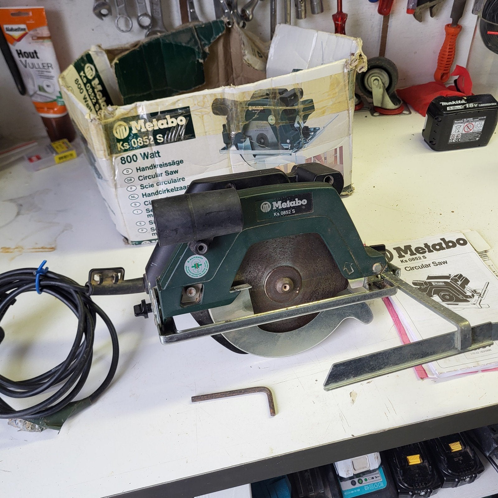 Metbo hand cirkelzaag 800W, Gebruikt, Cirkelzaag, 600 tot 1200 watt, Ophalen of Verzenden