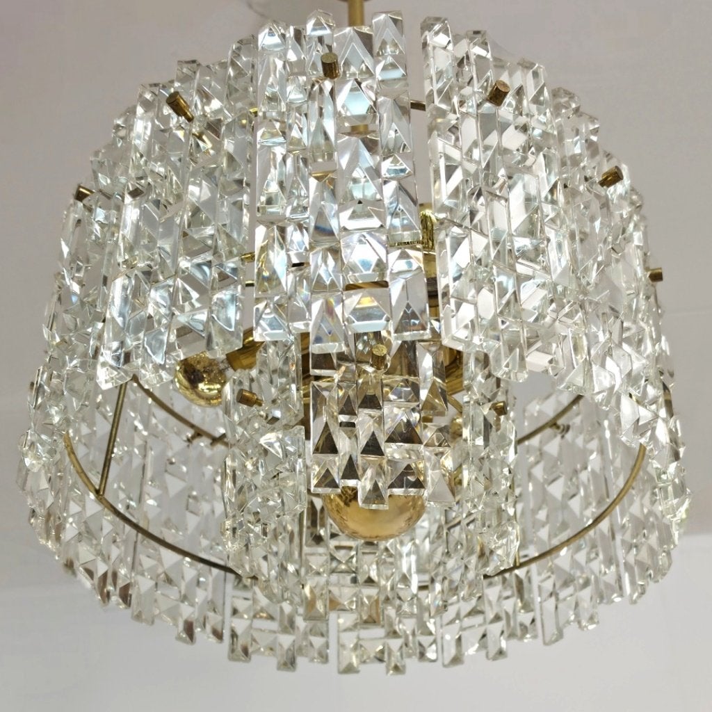 Kinkeldey 60's messing met facetglas mid century modern rare, Ophalen of Verzenden, Gebruikt, Glas, E27 (groot)
