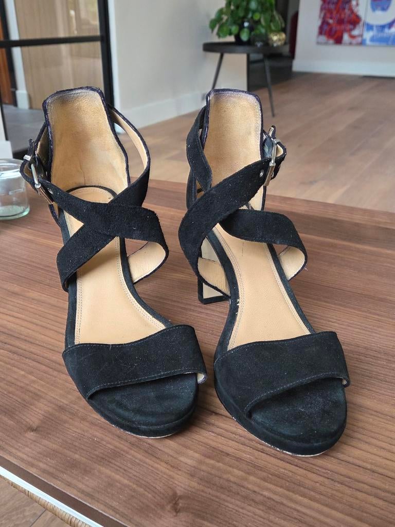 Zwarte suède schoenen met hoge hak - Manfield, Zwart, Ophalen of Verzenden, Schoenen met hoge hakken, Manfield