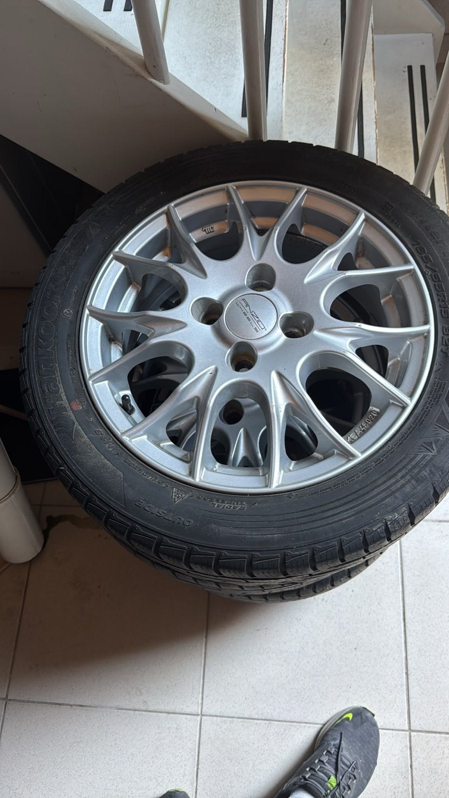 Fiat 500 winterset ANZIO velgen Hankook winterbanden 15 inch, Auto-onderdelen, Ophalen, Gebruikt, 15 inch, Banden en Velgen
