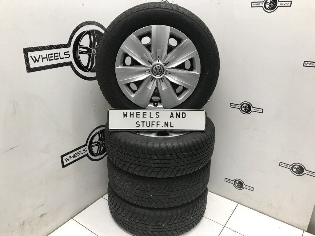 VW Polo 2G staal velgen 15"inch winterbanden 5x100, Ophalen, Gebruikt, 15 inch, Banden en Velgen