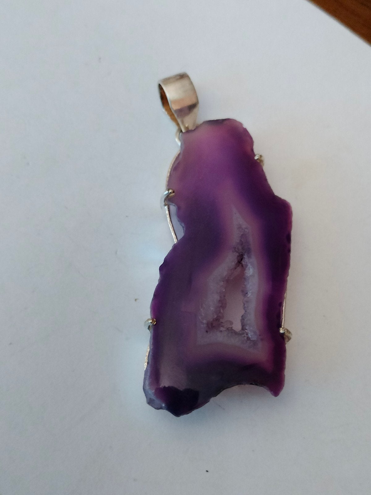 Zilveren grote hanger met Botswana agaat, Overige voorstellingen, Verzenden, Paars, Nieuw