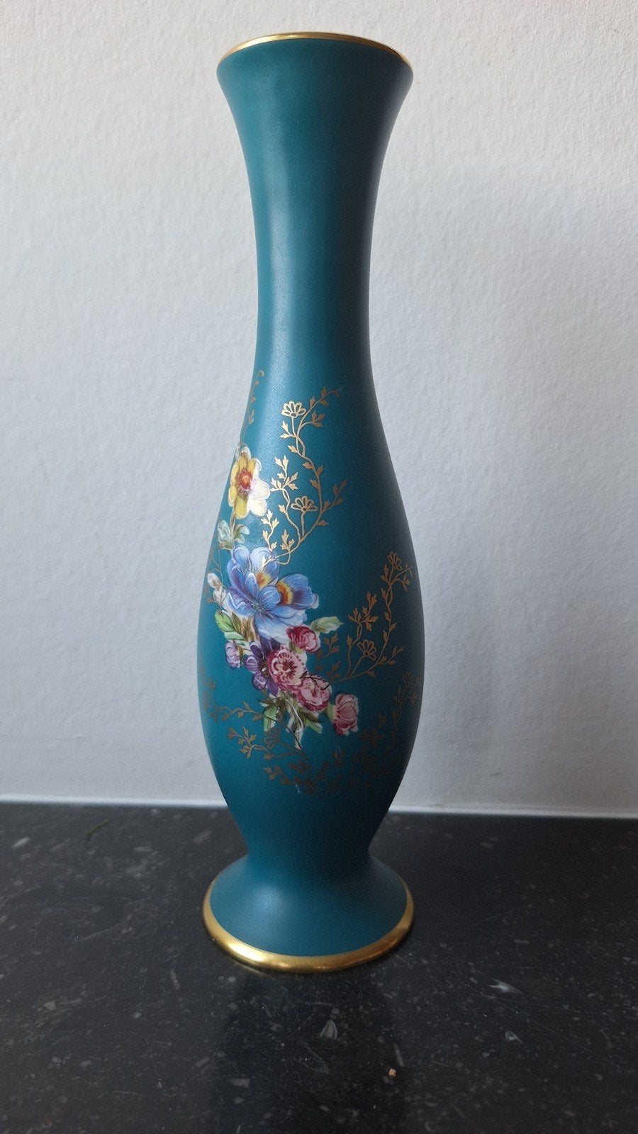 Porseleinen vaas blauw groen goud Walders Bavaria, Antiek en Kunst, Ophalen of Verzenden