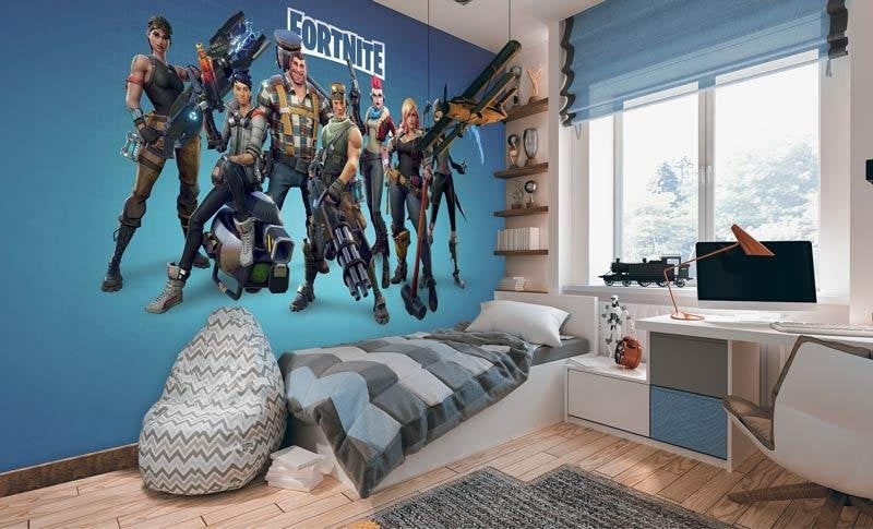 Fotobehang / Behang Game - Gamekamer Playstation - Fortnite, Fotobehangkoning.nl, Overige patronen, Meerkleurig, Hoogeveen