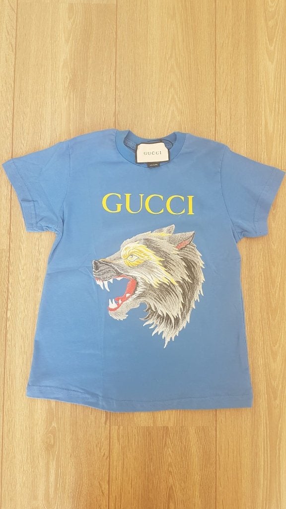 Gucci T-shirt met wolf print - Blauw, Gucci, Nieuw, Ophalen of Verzenden, Shirt of Longsleeve