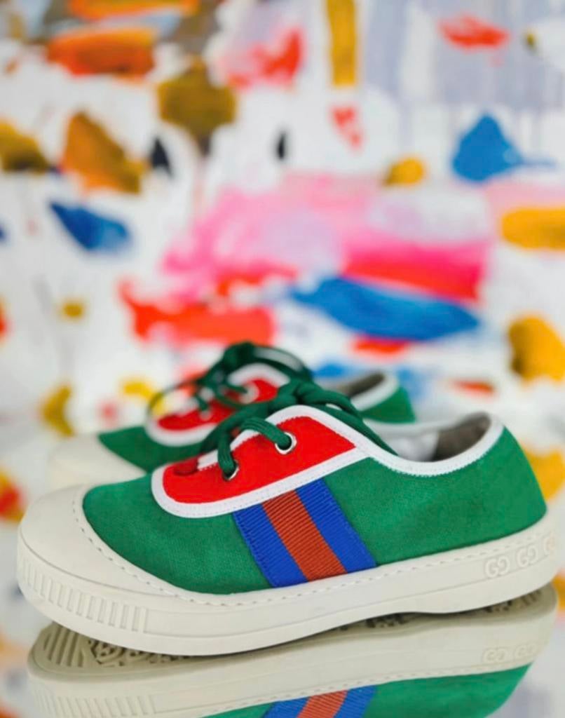 Gucci kids groene canvas sneakers schoenen maat 32, Gebruikt, Verzenden, Jongen of Meisje, Schoenen