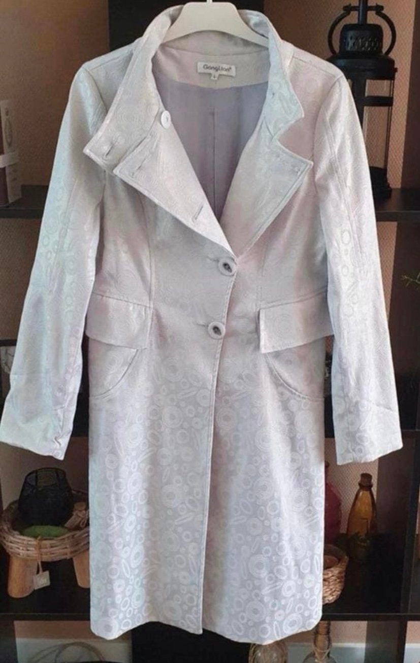 Prachtige gevoerde jas van GANGLIAN..mt:l, Kleding | Dames, B, Wit, Maat 42/44 (L), Ophalen of Verzenden