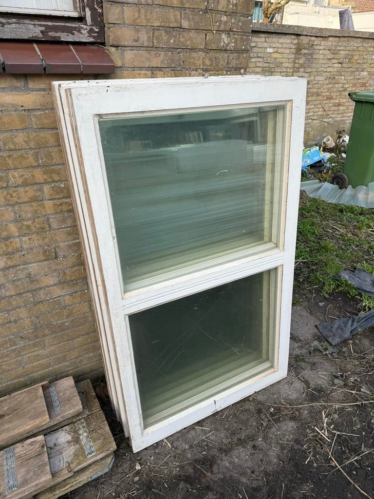 6x Hardhouten ramen - ideaal voor tuinkas of project, Ophalen, Gevelraam of Ruit, Gebruikt, 80 tot 120 cm