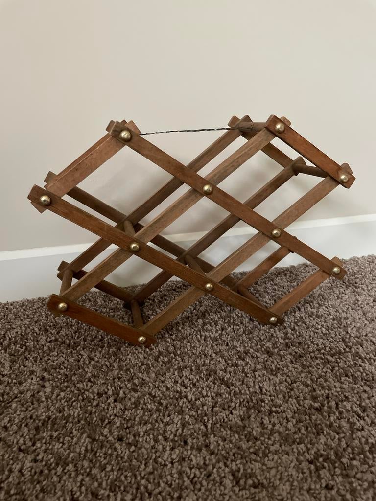 Vintage houten wijnrek - inklapbaar, Ophalen of Verzenden, Gebruikt, Hout, 5 tot 15 flessen