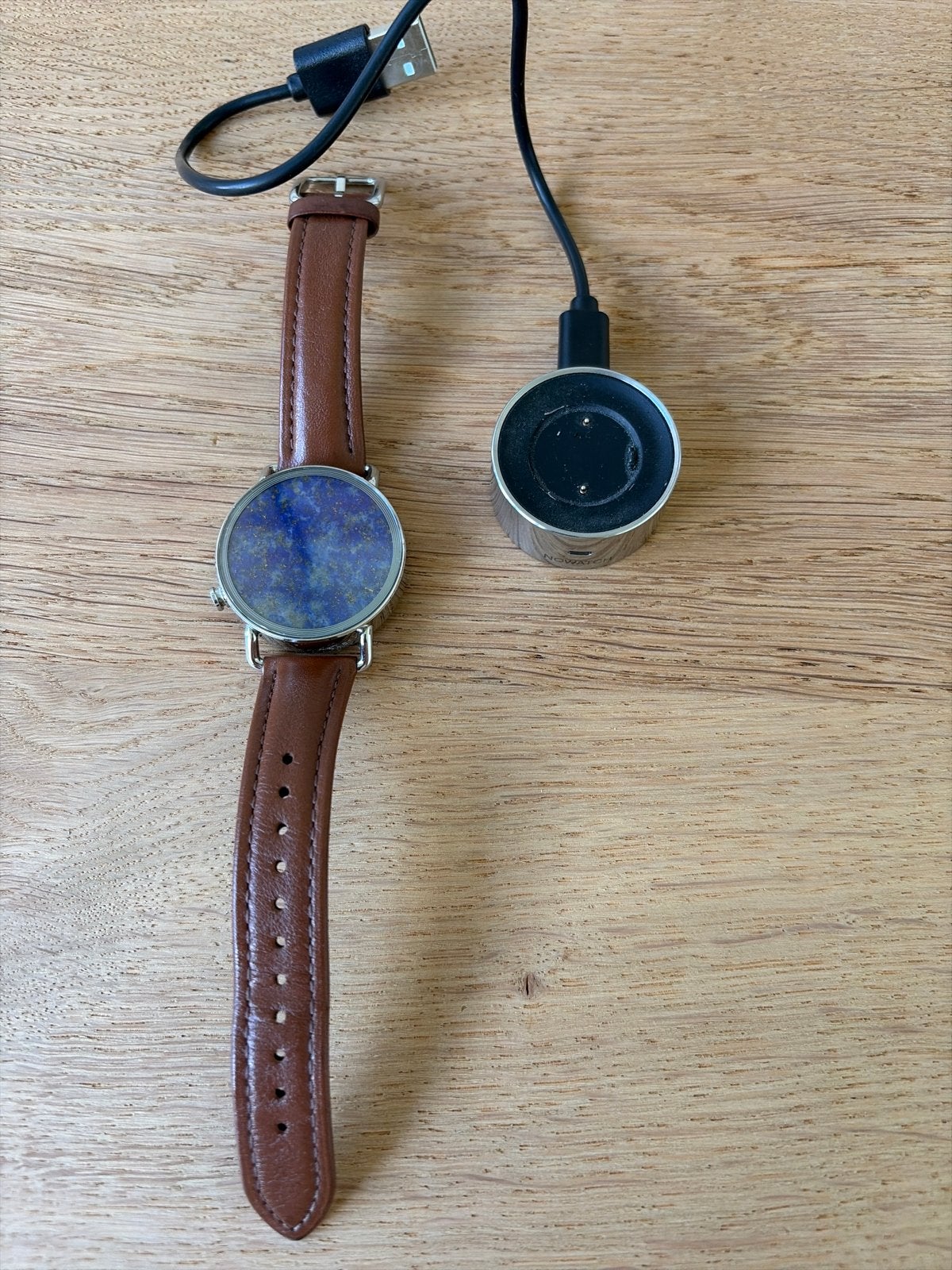 Stijlvolle NoWatch Smartwatch met Leren Band, Ophalen of Verzenden, Zo goed als nieuw, Stappen, Waterdicht