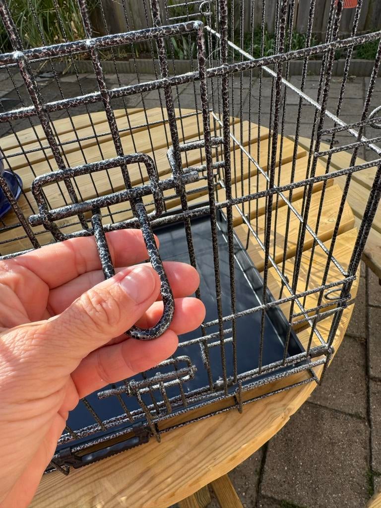 Zwart getrommeld ijzeren bench, Ophalen of Verzenden, Gebruikt