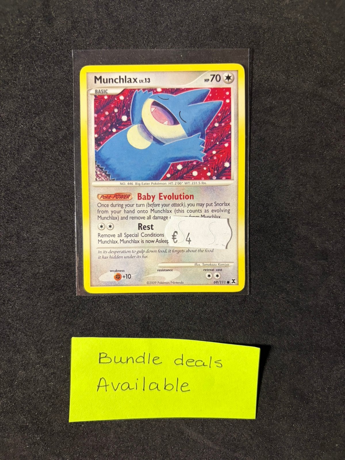 Pokemon card Munchlax 69 - Rising rivals - Pokemon tcg, Ophalen of Verzenden, Zo goed als nieuw, Losse kaart