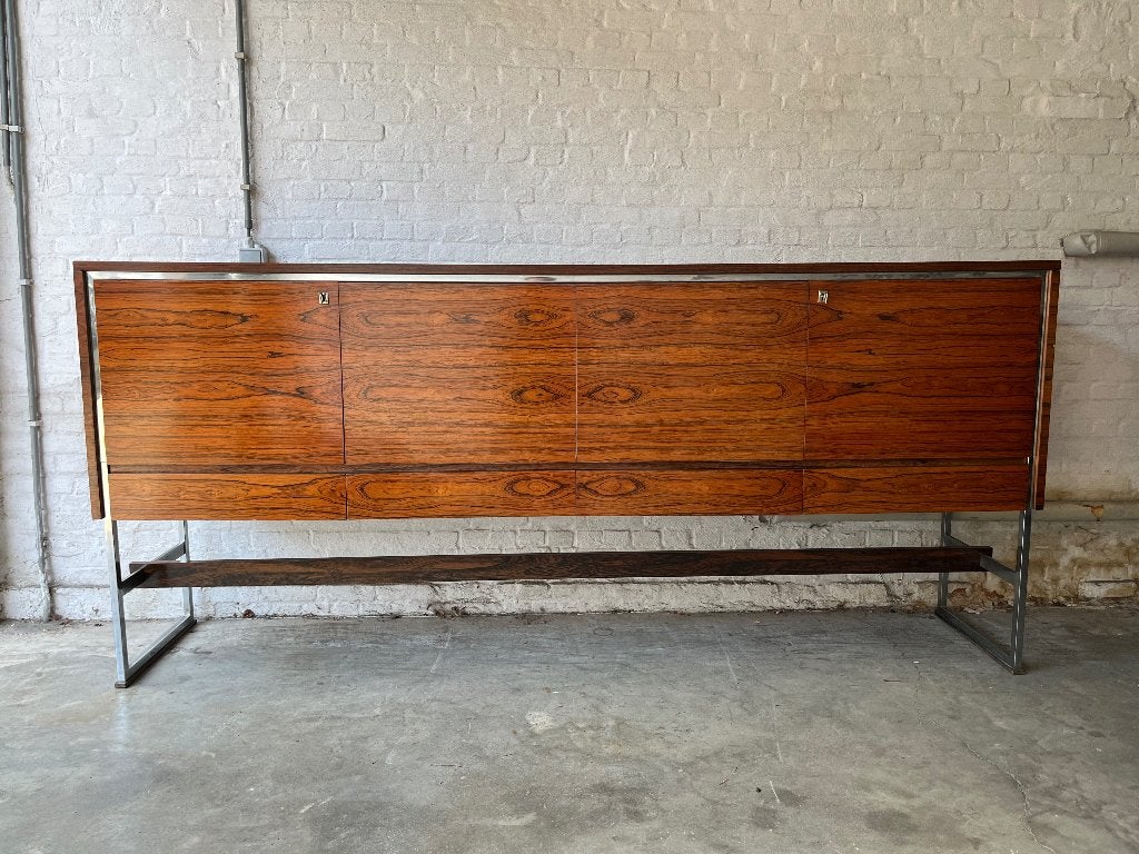 Vintage dressoir in palissander 1960, Huis en Inrichting, Gebruikt, 200 cm of meer, 25 tot 50 cm, Ophalen