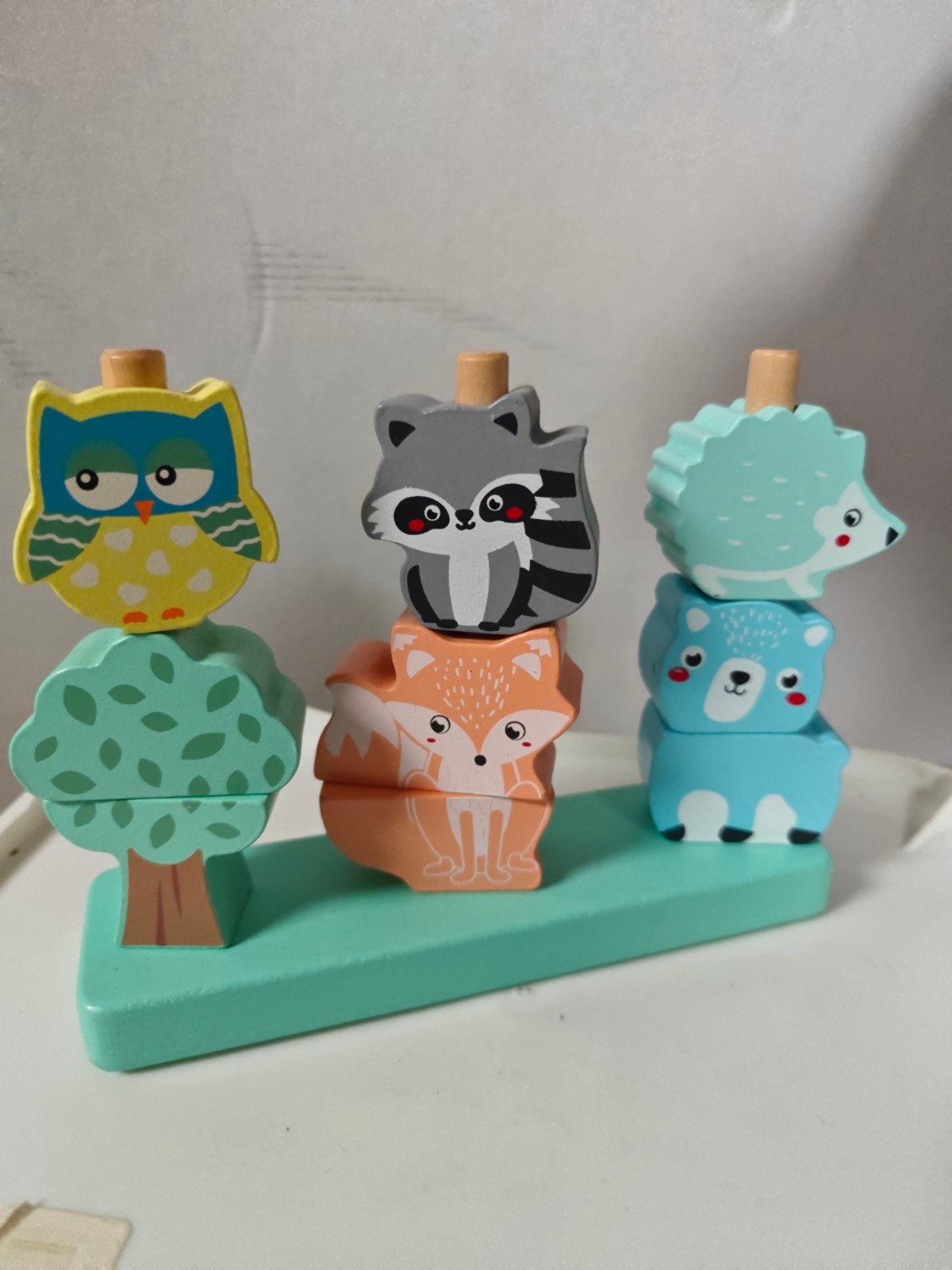 Houten stapelspeelgoed met dierenfiguren, Ophalen of Verzenden, Zo goed als nieuw, Overige typen