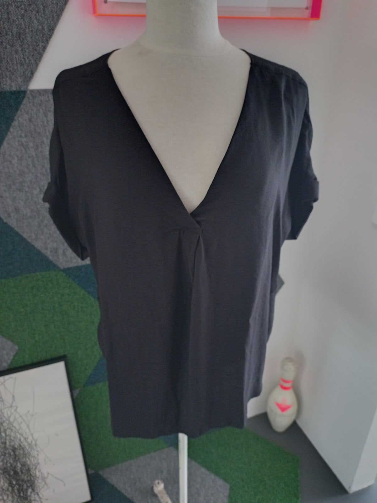 C&A Premium Zwart Tuniek met Korte Mouw en V-hals - Maat 44, Kleding | Dames, Tops, Ophalen, C&A Premium, Zwart, Maat 42/44 (L)