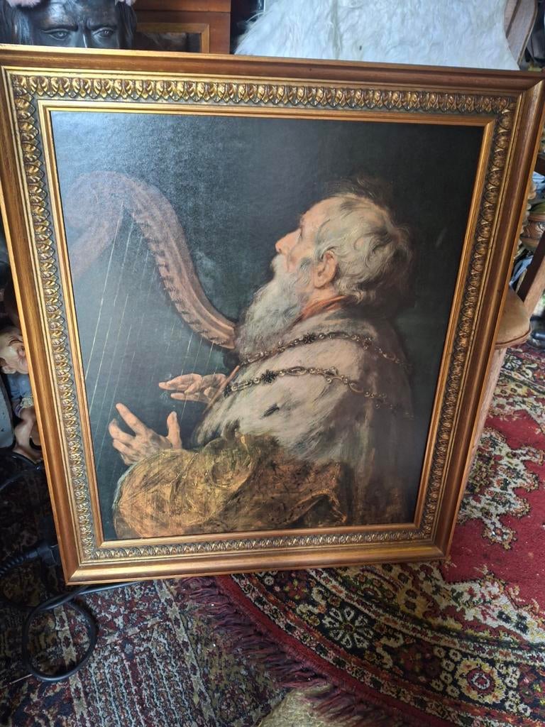 Rubens reproductie Koning David speelt harp in gouden lijst, Antiek en Kunst, Kunst | Schilderijen | Klassiek, Ophalen of Verzenden