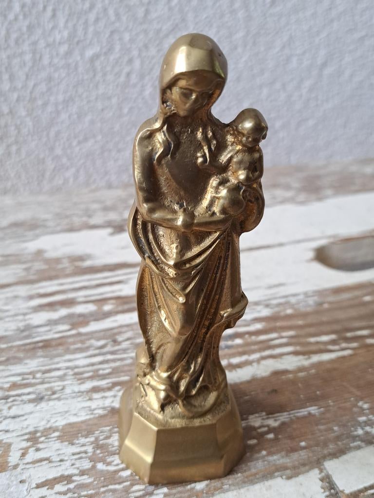 Zwaar massief koper maria beeldje, Ophalen of Verzenden, Zo goed als nieuw, Beeld(je)