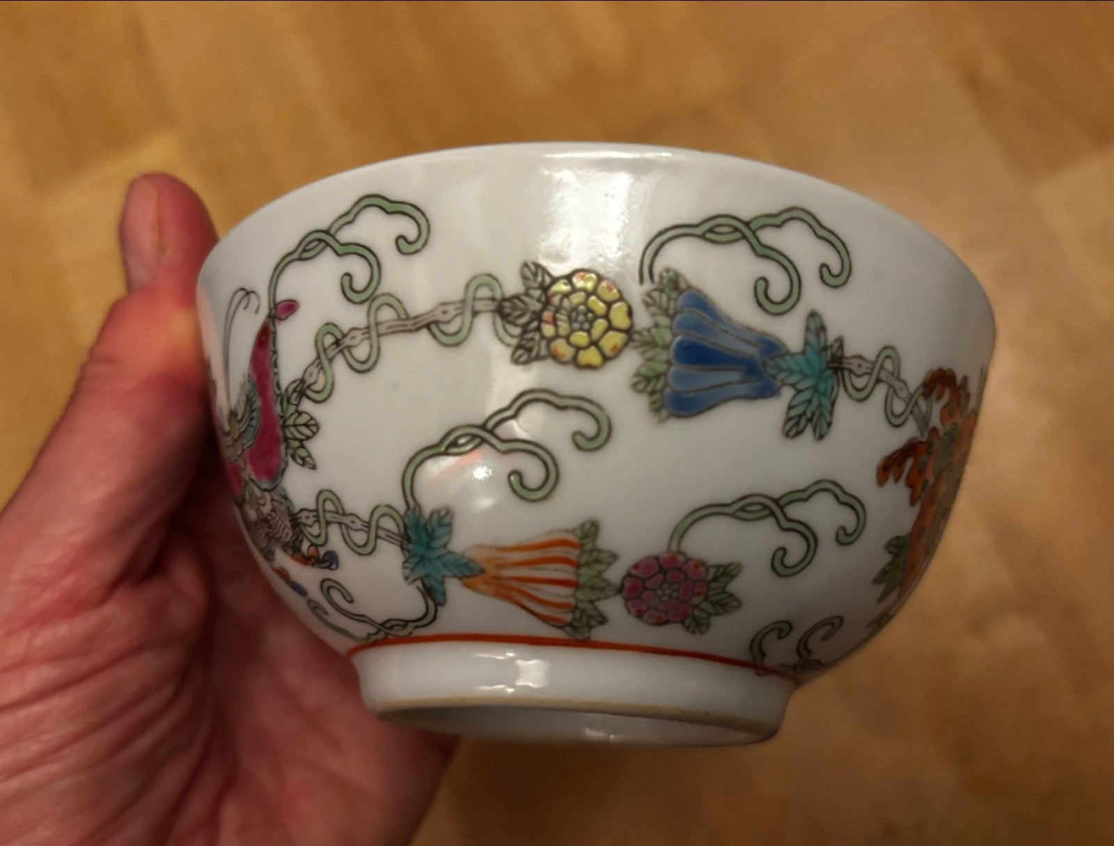 Vintage Chinees porseleinen kom en lepel met bloemmotief, Antiek en Kunst, Antiek | Porselein, Ophalen