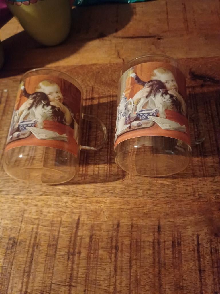 Thee glazen  ot en sien  kat, Huis en Inrichting, Glas of Glazen, Ophalen of Verzenden, Overige stijlen, Glas