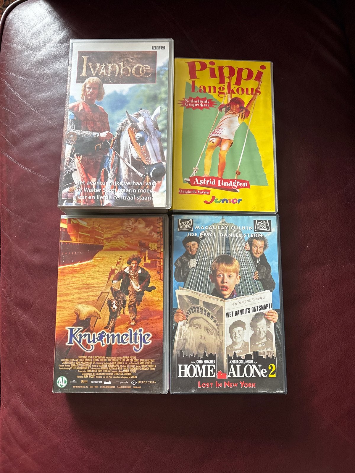 VHS-banden: Ivanhoe, Pippi Langkous, Kruimeltje, Home Alone, Nederlands ondertiteld, Gebruikt, Alle leeftijden, Overige genres