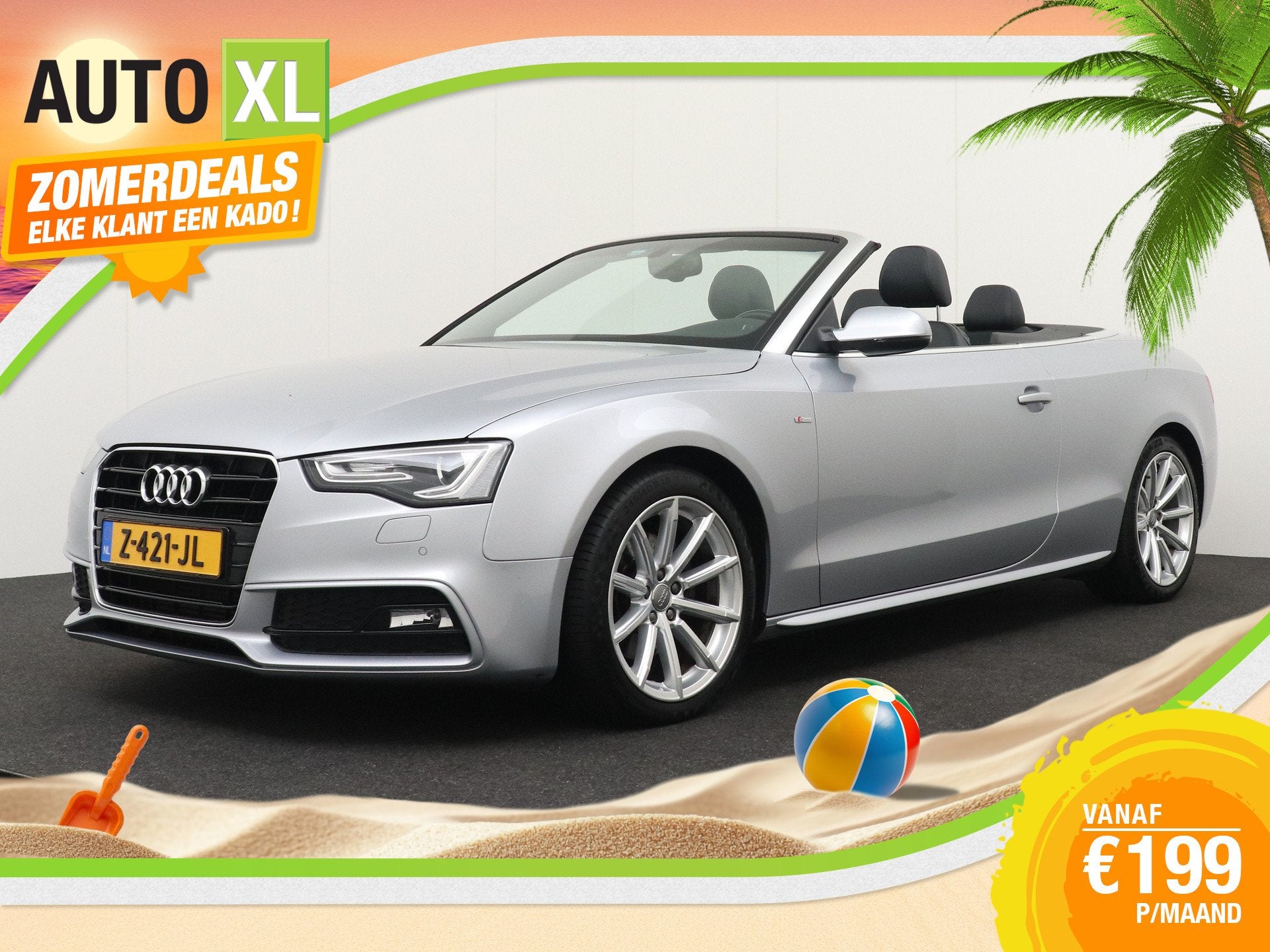 Audi A5 Cabriolet Aut. S-Line Leder/Sportstoel Nek+Stoelverw, Auto's, Gebruikt, 4 cilinders, Cabriolet, 4 stoelen