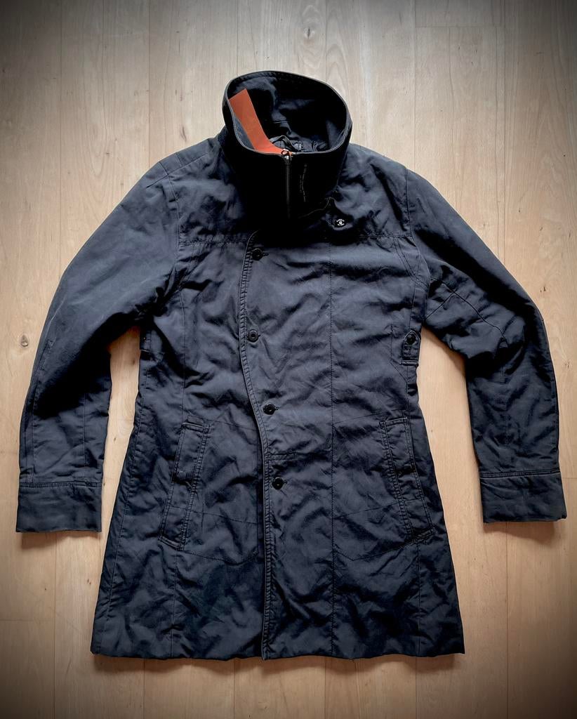 G Star Raw Denim Trench Women stoer design warme jas zwart L, Ophalen of Verzenden, Zo goed als nieuw, Maat 42/44 (L), Zwart