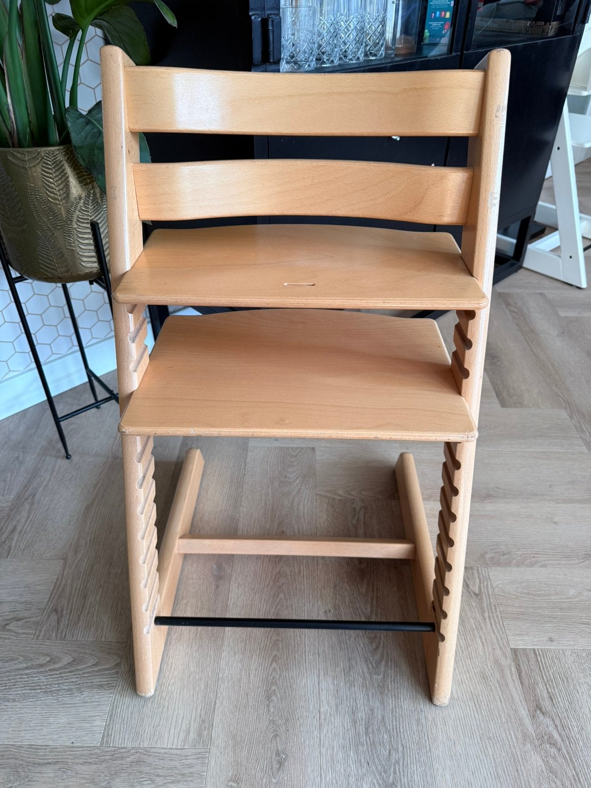 Nette Stokke Tripp Trapp Naturel beuken hout evt + Babyset, Ophalen, Meegroeistoel