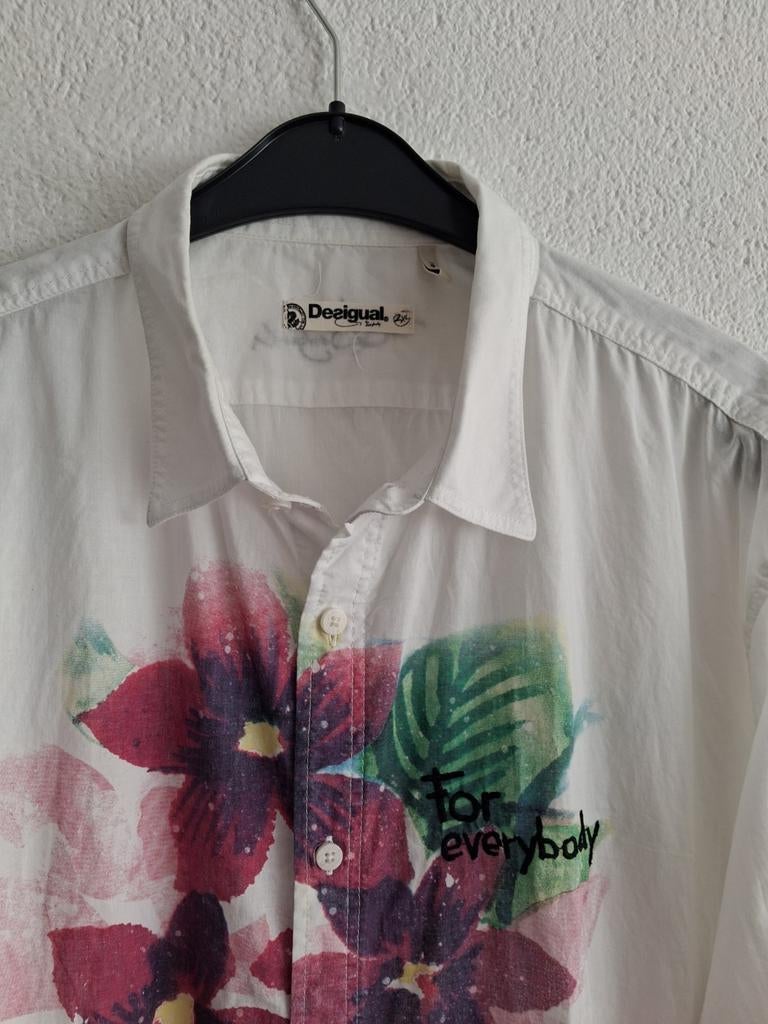 Desigual Heren Overhemd - Bloemenprint & Stadsgezicht, Kleding | Heren, Desigual, Wit, Ophalen of Verzenden, Zo goed als nieuw