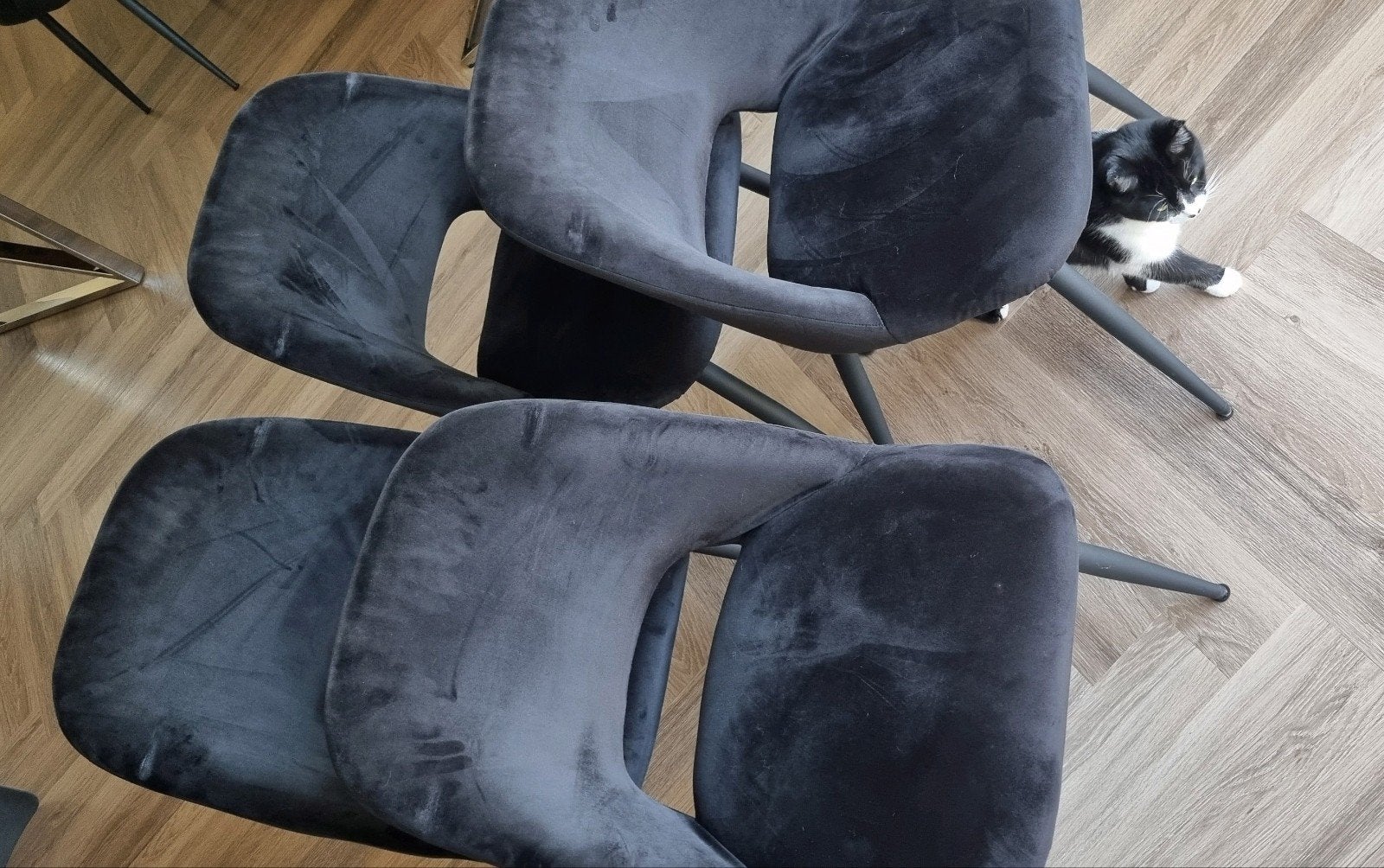 4 mooie zwarte velvet eetkamerstoelen, Huis en Inrichting, Ophalen, Overige materialen, Modern en luxe, Zwart