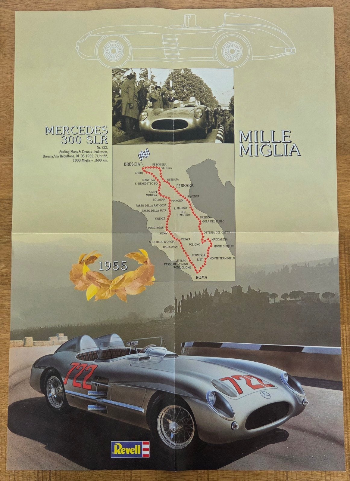 Revell Mercedes 300 SLR Mille Miglia 1955 Poster, Ophalen of Verzenden, Zo goed als nieuw, Mercedes, Revell