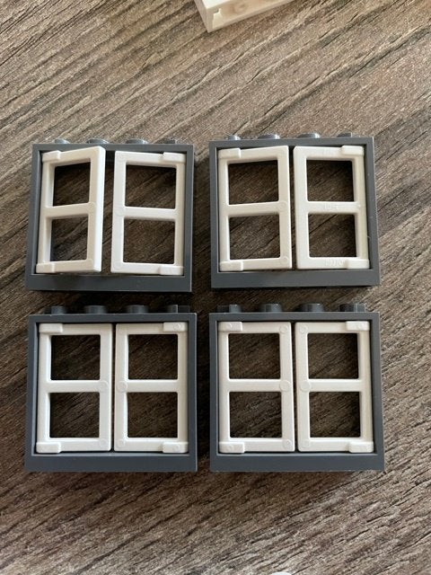 lego ramen licht of donker grijs 1x4x3 met witte vensters, Ophalen of Verzenden, Nieuw, MOC (eigen creatie), Lego