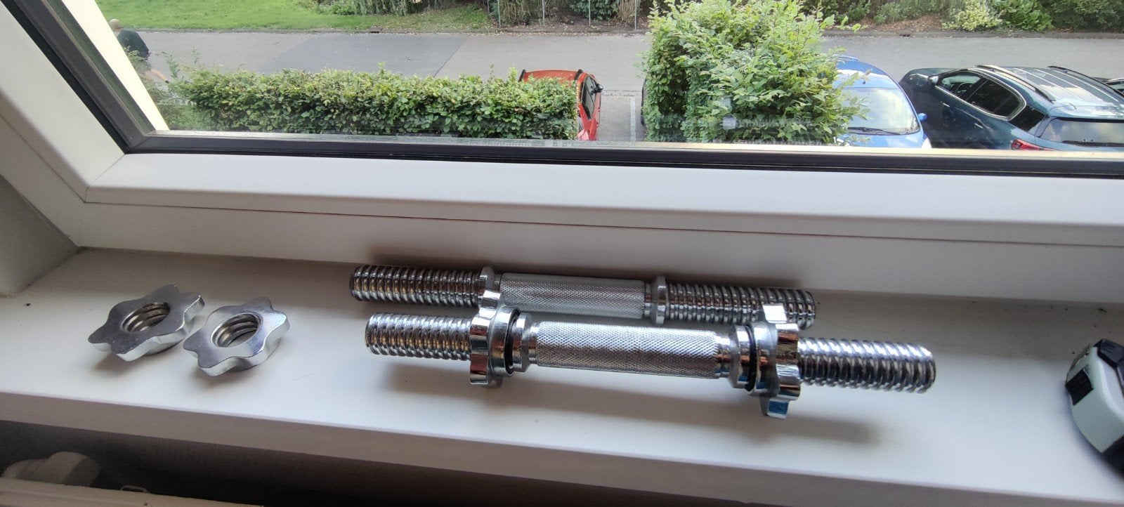 Dumbbells stangen te koop (halterset), Ophalen, Zo goed als nieuw, Dumbbell
