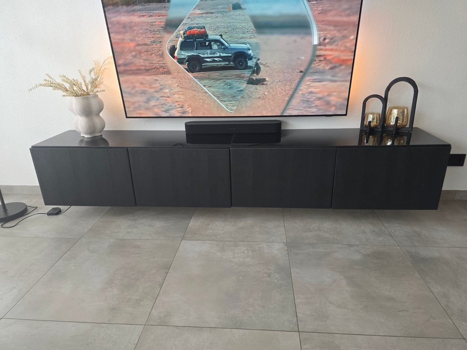 Zwevend TV meubel zwart - IKEA Besta, Ophalen, Overige materialen, Zo goed als nieuw, 200 cm of meer