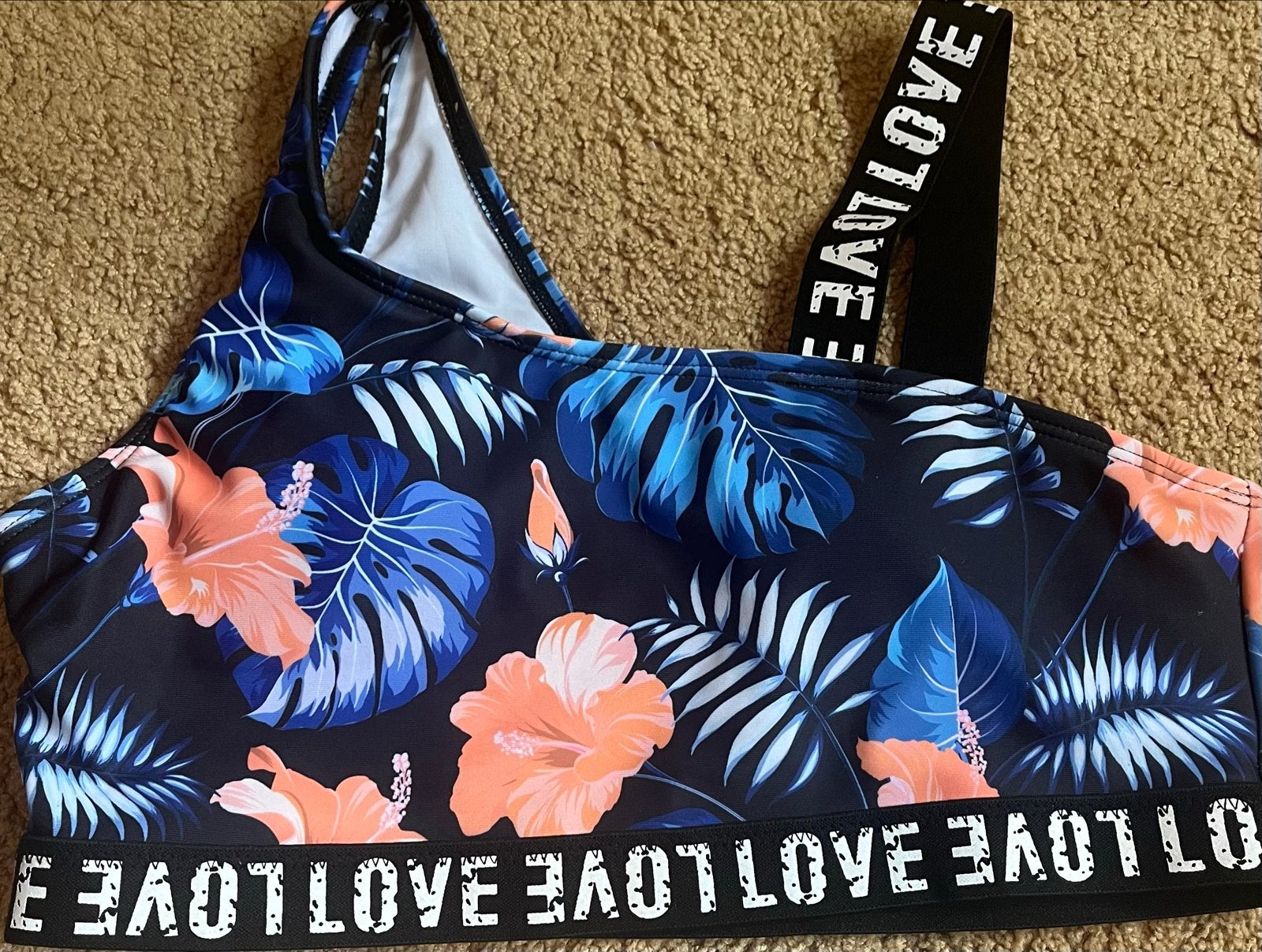 Tropische Bikini Set met 'LOVE' Bandjes, Kleding | Dames, Ophalen of Verzenden, Nieuw, Meerkleurig, Bikini
