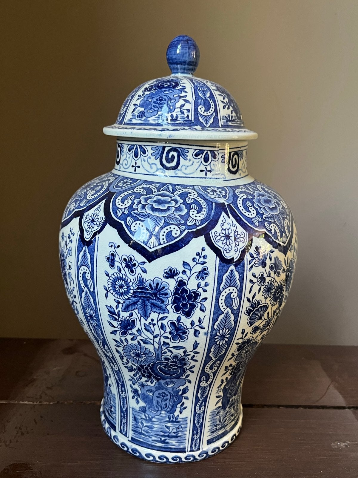 Antieke Delfts Blauwe Vaas met Deksel - Petrus Regout, Ophalen
