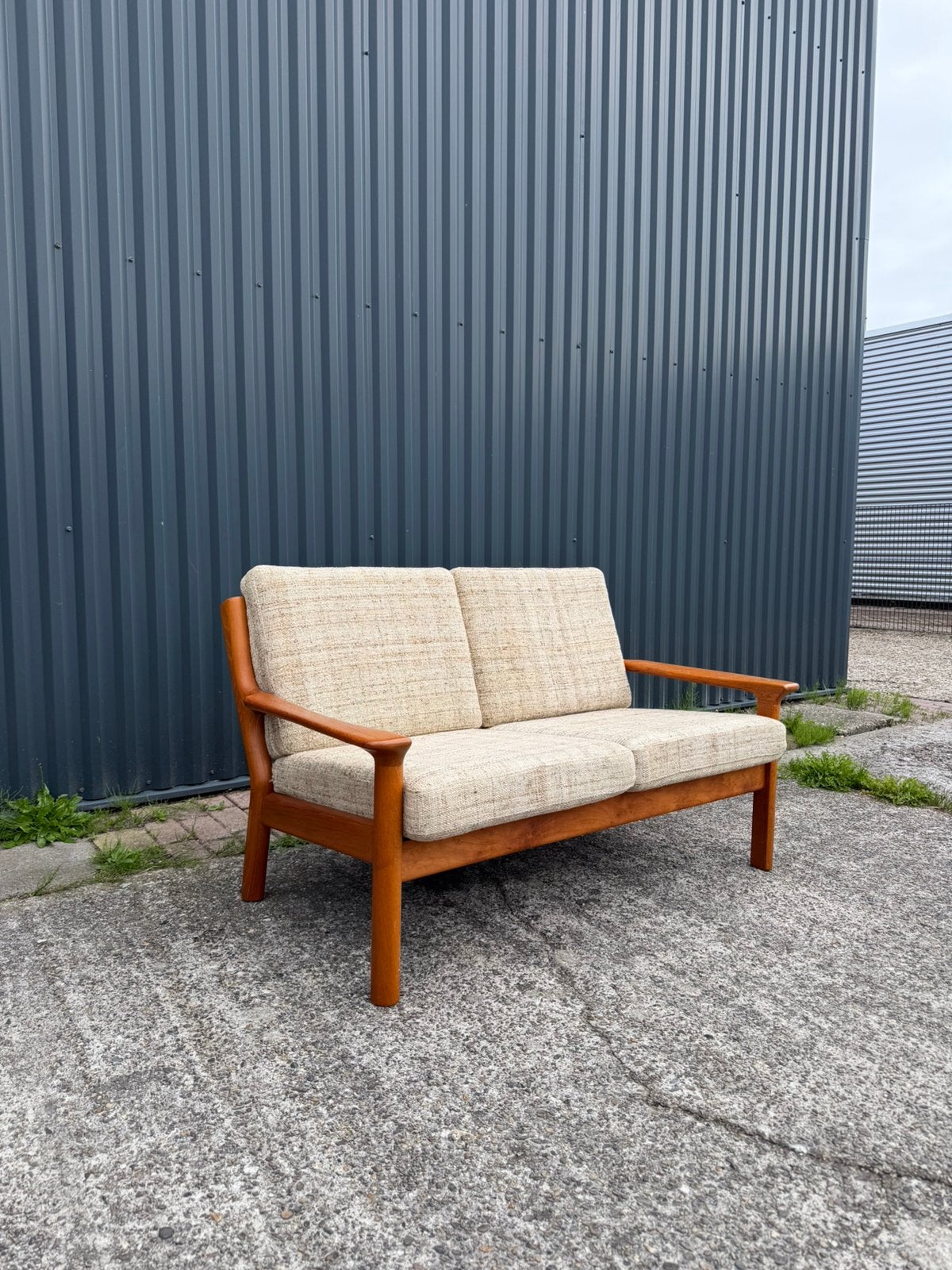 Vintage bank tweezits deens teak glostrup, Ophalen, Gebruikt, 150 tot 200 cm, Tweepersoons