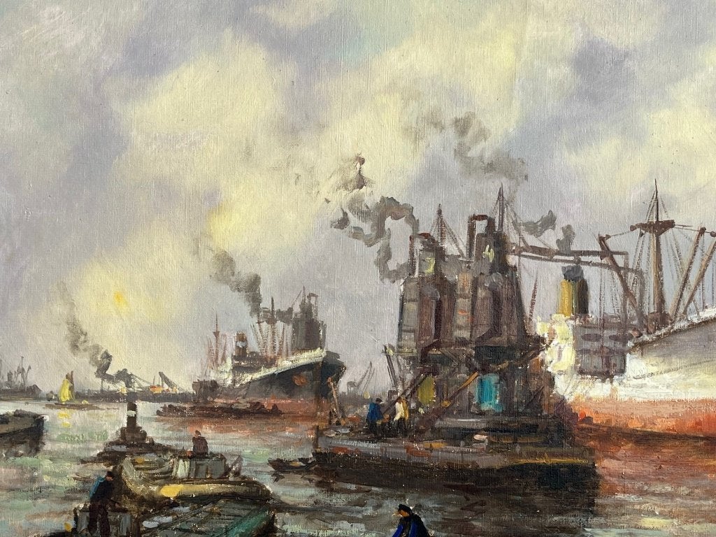 Wim Bos, Rotterdams havengezicht, Antiek en Kunst, Ophalen