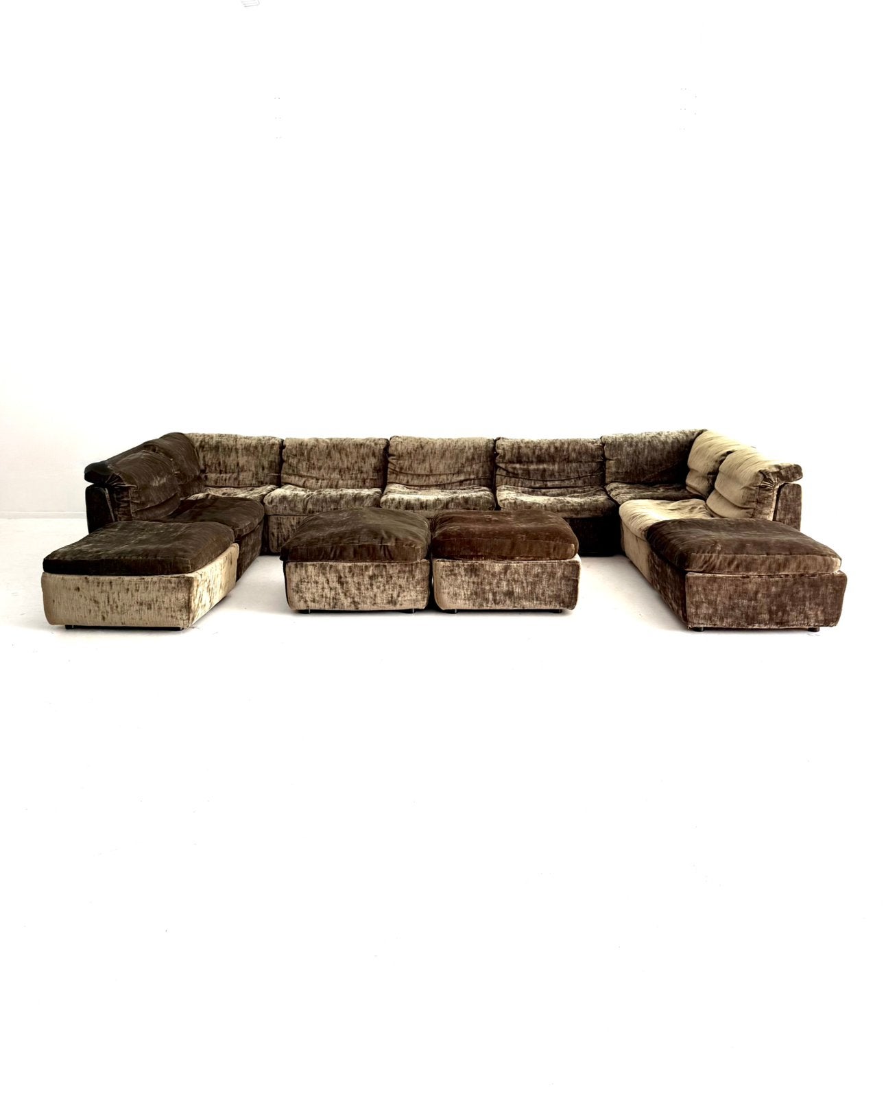 Vintage XL 11-delige modulaire bank, Laauser ‘80, Gebruikt, Vintage retro buisframe design rotan webbing papercord deens, Laauser