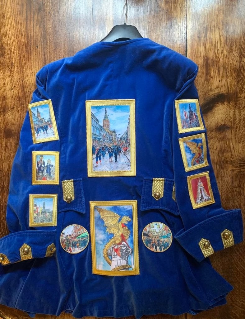Oeteldonk Schilderij Embleem, Kunst op je jas Carnaval 11-11, Maat 38/40 (M), Carnaval, Verzenden, De Durskes