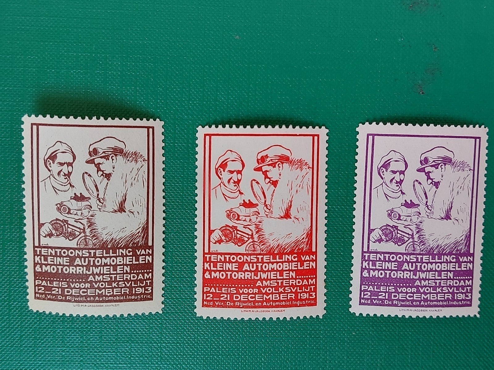 Sluitzegels 1913 Auto Motor Rijwielen Paleis voor Volksvlijt, Verzamelen, Merken en Reclamevoorwerpen, Ophalen of Verzenden, Zo goed als nieuw