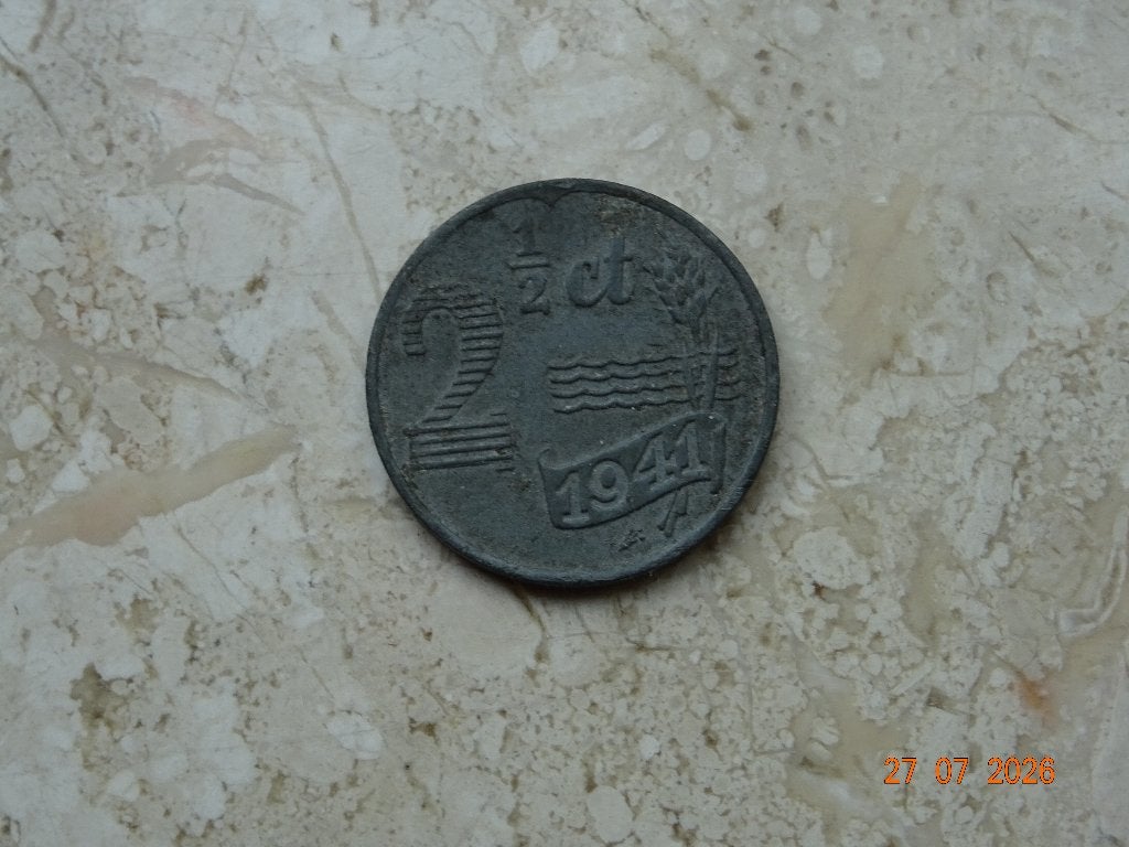 2 1/2 cent 1941, Verzenden, Koningin Wilhelmina, Overige waardes, Losse munt