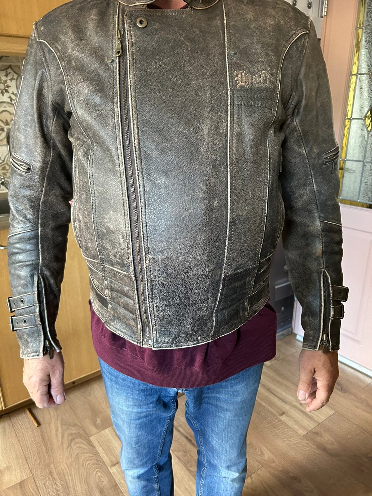 Stoere leren motorjack, Motoren, Ophalen, Tweedehands, Jas | leer