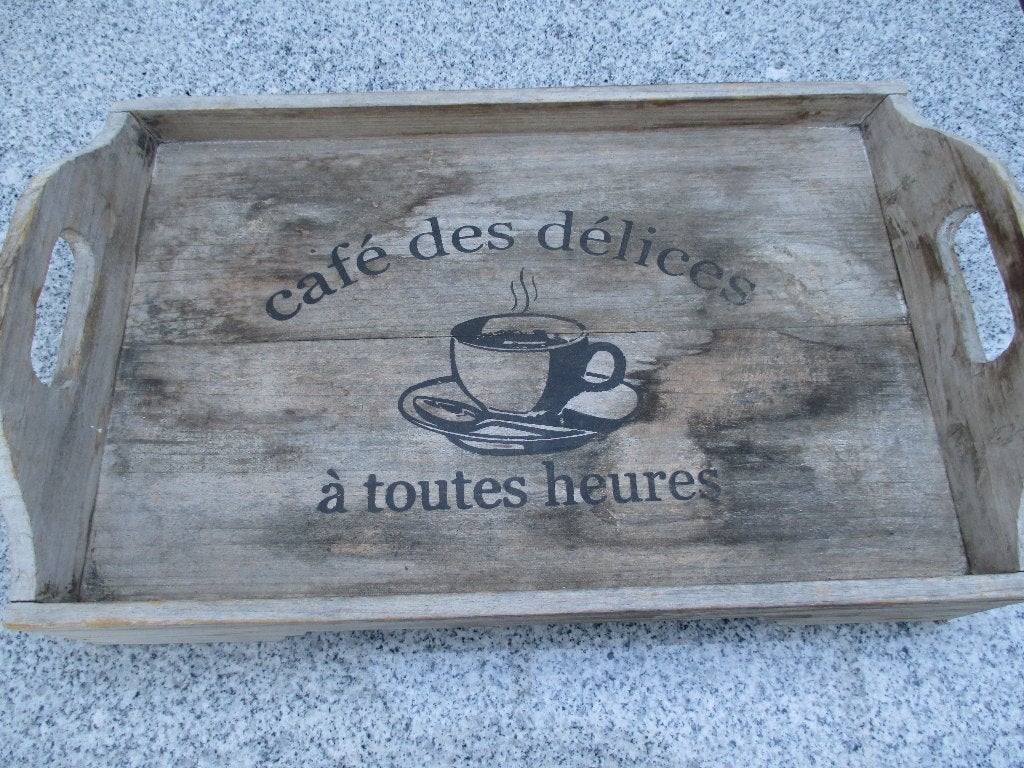 Vintage houten dienblad, Huis en Inrichting, Woonaccessoires | Dienbladen, Gebruikt, Ophalen of Verzenden, Dienblad, Rechthoekig