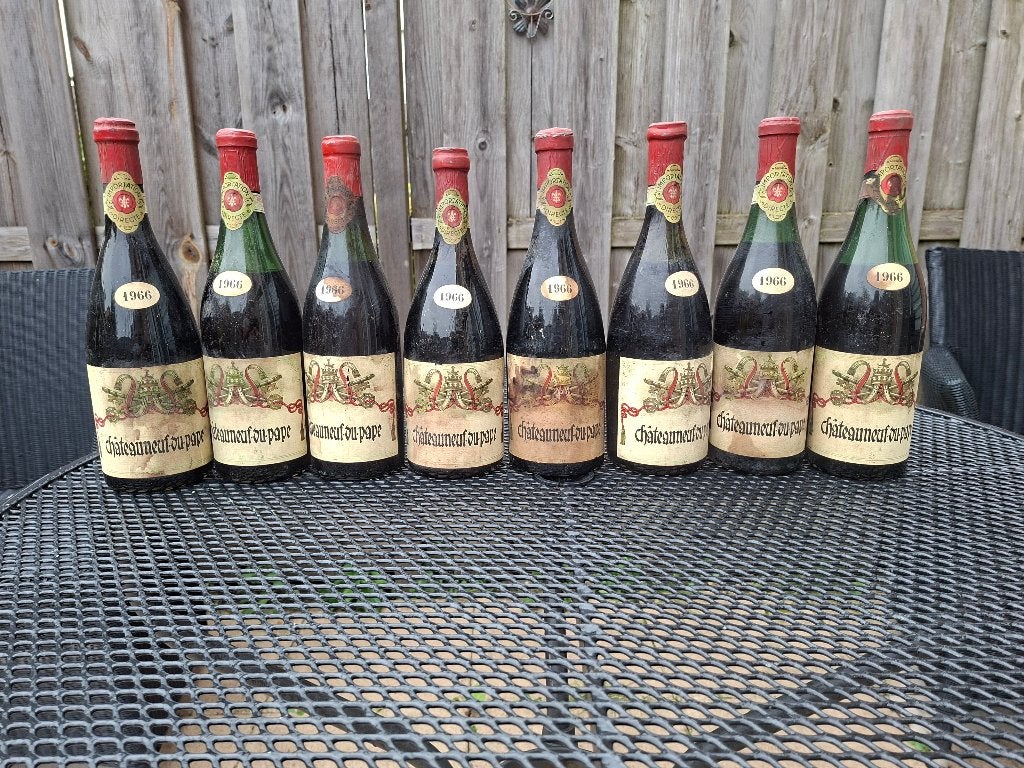 8 x Châteauneuf du Pape 1966, Verzamelen, Frankrijk, Nieuw, Ophalen of Verzenden, Rode wijn